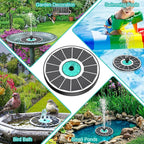 Solar Fountain Cyan Flower, Upgrade 3.5W Solar Bird Bath Fountains, Solar Powered Water Fountain with 7 Nozzles, 4 Fixed Pipes for Hummingbirds, Bird Bath, Garden, Pool, and Pond