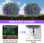 Grooy Artificial Boxwood Topiary Ball with Lavender, Set of 4 Artificial Shrub Bushes with Ground Spike, UV Resistant Fake Evergreen Plant Tree for Porch Outdoor Planters Indoor Valentine's Day