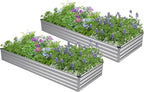 2PCS 8x4x1ft Galvanized Raised Garden Bed,Outdoor Planter Box Metal Patio Kit Planting Bed for Vegetables Flowers Herb,Silver