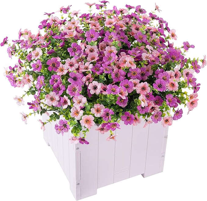 INXUGAO Artificial Fake Flowers Plants for Outdoor Spring Summer Decor, 12 Bundles Faux Silk Flowers for Outdoor Outside Planter Colorful Daisy UV Resistant Look Real for Front Door Porch Patio Yard