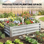 Outsunny Galvanized Raised Garden Bed, 4' x 2' x 1' Metal Planter Box, for Growing Vegetables, Flowers, Herbs, Succulents, Silver