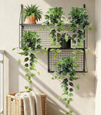 Fake Plants 2 Pcs Faux Pothos Plants Potted Indoor Artificial Hanging Plants Realistic Fake Greenery Table Desk Bathroom Office Bedroom Living Room Shelf Modern Farmhouse Decor Outdoor