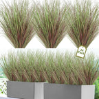 24 Bundles Artificial Grass Plants Outdoor 20 Inch Tall Fake Shrubs Wheat Grass UV Resistant Greenery Stems Weed Faux Bushes Plant for Indoor Outdoor Garden Office Home Decor, Purple