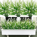 Roberly 24 Bundles Artificial Plants Outdoor, Fake Lavender Flowers UV Resistant Faux Shrubs Plastic Flowers Fake Greenery Plants for Porch Garden Window Box Home Indoor Outdoor Decorations, White