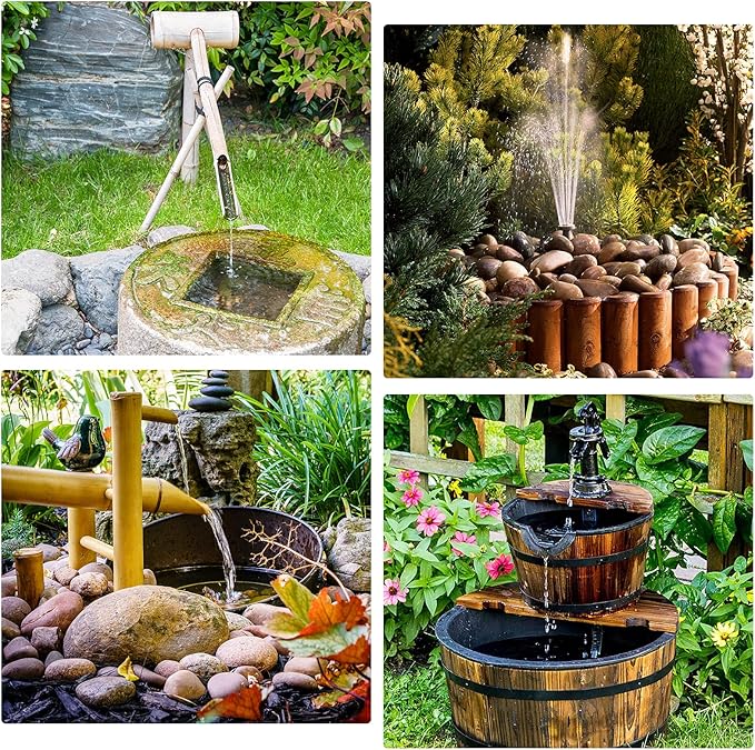AISITIN DIY Solar Water Pump Kit for Water Feature Outdoor, Solar Powered Water Fountain Pump with 6 Nozzles for Bird Bath, Ponds, Garden, Fish Tank