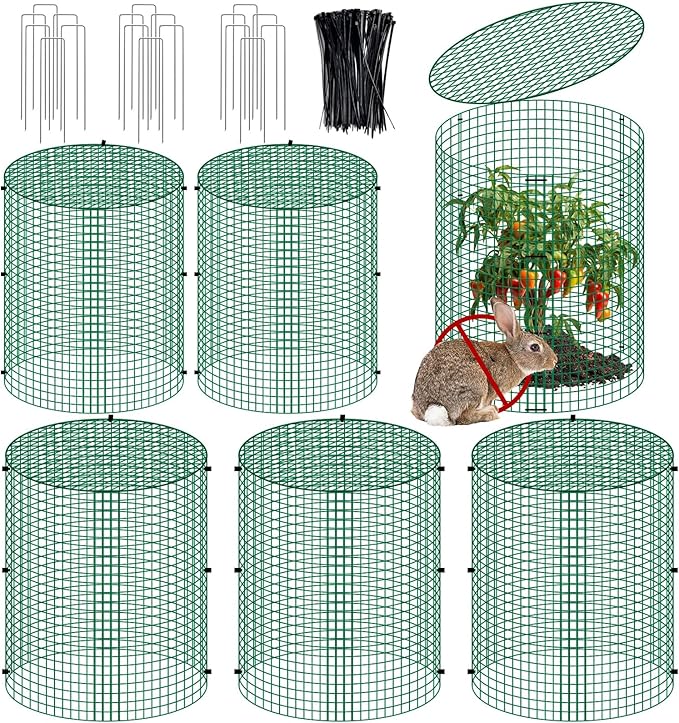 succulentlovers 6 Packs 13"x 16" Wire Plant Protector from Animals, Plant Protector Cages with Detachable Covers & Zip Ties & Stakes, Chicken Wire Plant Covers for Flower and Vegetables Protection