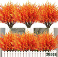 RECUTMS 20 Bundles Artificial Fall Flowers No Fade Faux Autumn Plants, Fake Indoor Outdoor Greenery for Thanksgiving Christmas Wedding Party Home Garden Fireplace Décor(Gold)