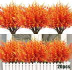 RECUTMS 20 Bundles Artificial Fall Flowers No Fade Faux Autumn Plants, Fake Indoor Outdoor Greenery for Thanksgiving Christmas Wedding Party Home Garden Fireplace Décor(Gold)