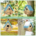 Bird House, Auslar Wooden Bird Houses for Outside, Birdhouse for Outdoors, Hanging Bluebird House for Cardinals Finch Wren Swallow for Garden Viewing