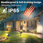 Solar Lights Outdoor Waterproof IP65,3000K Super Bright LED,2 Lighting Modes, Solar Powered Yard Garden Solar Spot Lights for Flag Landscape Auto On/Off-4 Pack
