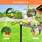 SINLEY Double Shepherds Hook for Outdoor with 5 Prong Base Heavy Duty Two Sided Bird Feeder Pole for Hanging Lantern,Hummingbird Feeder,Lightweight Plant,Shepherds Hook (4 Pack 90 inch)