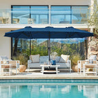 SUPERJARE 13FT Outdoor Umbrella for Patio, Double sided Pool Umbrellas with Fade Resistant Canopy, Large Table Umbrella for Deck, Market, Backyard - Navy Blue(No Base)
