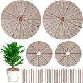Newtay 4 Pcs Plant Pot Grid Soil Protector Covers Cuttable Flower Protector from Animals Cat Squirrel Digging Stopper Plant Pot Cover with Stake for Indoor Outdoor Gardening (20.5 +11.8 Inch,Brown)