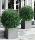 Artificial Cedar Topiary Ball Trees for Outdoor Set of 2 Fake Plant Bushes with Ground Spike UV Resistant Faux Shrubs for for Garden Front Porch, Green