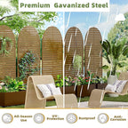 Casaphoria Metal Raised Garden Bed with Trellis and Wheels, 72"x35"x16" Arched Planter Box for Climbing Plants, Vegetables & Vines, Features Drainage Holes and Privacy Screen (Brown-Louvered)