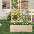 Giantex Raised Garden Bed with Trellis, Drainage Hole, Wood Elevated Planter Box for Climbing Vine Flower Herb Vegetable Fruit, Planting Container for Indoor Outdoor Patio Balcony (39”x14”x40”)