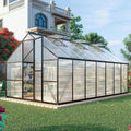 8x14 FT Greenhouse for Outdoors, Polycarbonate Greenhouse with Quick Setup Structure and Roof Vent, Aluminum Large Walk-in Green House for Outside Garden Backyard, Dark Gray