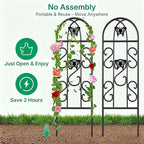 AMAGABELI Garden & Home 4 Pack Garden Trellis for Climbing Plants 60" x 18" Black Iron Trellis for Potted Plant Support Butterfly Metal Trellis for Climbing Roses Vine Flower Cucumber Clematis GT02