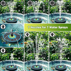 SZMP Upgraded 3.5W Full Glass Panel Solar Fountain for Bird Bath, Floating No-Installation Solar Powered Water Fountain Pump with 7 Nozzles, for Garden, Pond Decor (Blue)