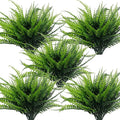 TURNMEON 8 Bundles Ferns Artificial Plants Outdoor 17 Inch Long Length Summer Decor, Artificial Flowers for Outdoors UV Resistant Fake Plants Plastic Faux Greenery Shrubs for Planter Home Garden Decor