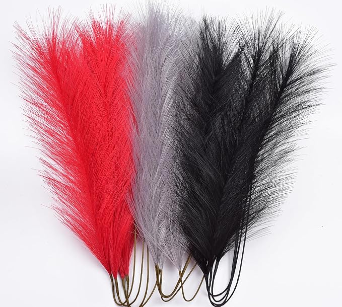 LSKYTOP Red Pampas Grass Decor,23Inch 12pcs Faux Pampas Grass Bouquets Artificial Pampas Fake Pampas Flower for Home Living Room Bedroom Vase Decor