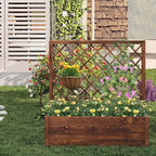 Giantex Raised Garden Bed with Trellis, 39”x14”x40” Wood Elevated Planter Box w/Drainage Hole for Climbing Vine Flower Herb Vegetable Fruit, Planting Container for Indoor Outdoor Patio Balcony