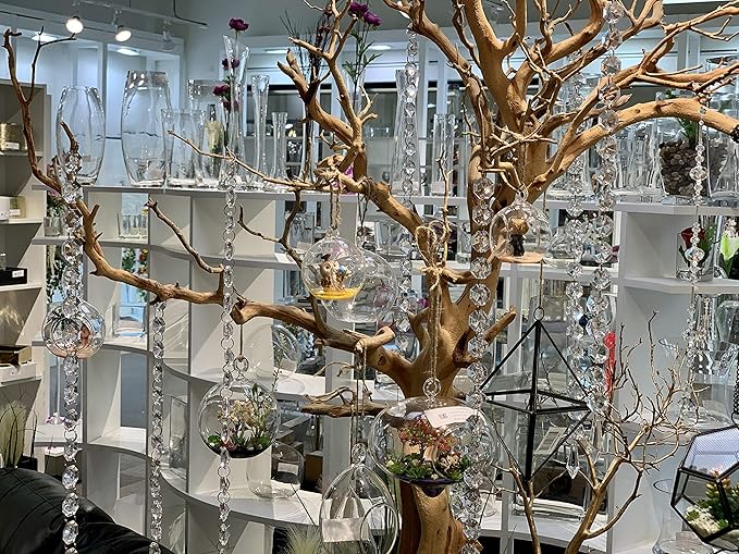 WGV Hanging Terrarium Globe, Width 5", Height 6", DIY Air Succulent Planter, Clear Glass Vase Orb with Flat Bottom, Candle Holder for Windowsill Outdoor Garden Decor, 1 Piece