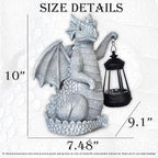 Solar Garden Decor Dragon Statues with Solar Lantern,Dragon Figurine Lights Outdoor Decorations for Yard Lawn Patio Balcony Whimsical Art Outside,Unique Housewarming Gift for Mom Grandma Women