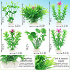 MyLifeUNIT Fish Tank Decorations, 7 Pieces Aquarium Plants Set with Coral Reef Decoration Mountain Cave Ornament for Betta, Goldfish, Shrimp to Breed, Play and Rest (Green)