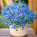 AXYLEX Artificial Flowers for Outdoors Fake Plants - 16 Bundles Faux Outside Greenery Boxwood No Fade Plastic Shrubs Fall Decor Farmhouse Home Garden (Blue)