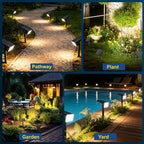 LANSOW Solar Spot Lights Outdoor Waterproof IP67, (8 Pack/90 LED/4 Modes) Solar Landscape Spotlights, 2-in-1 Solar Powered Flood Lights for Yard Garden Pathway Outside Tree, Auto ON/Off(Warm White)