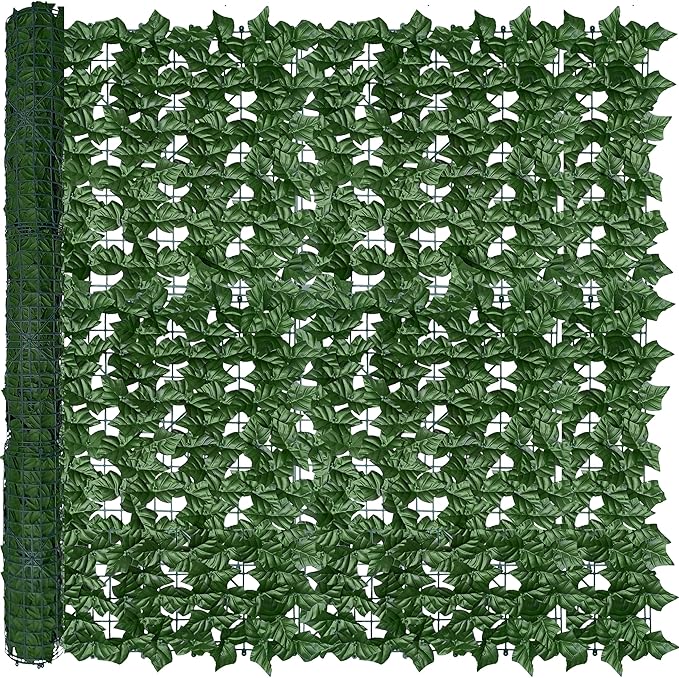 ODTORY Artificial Ivy Privacy Fence Wall Screen, 48x120 in UV-Anti Faux Greenery Backdrop Ivy Vine Leaf Hedges Fence Panels for Patio, Balcony, Garden, Backyard Indoor Outdoor Green Wall Decor