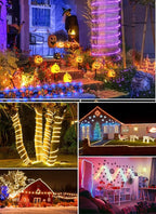 Brightown Solar String Lights Outdoor Waterproof, 18 Colors Changing 39FT Fairy Rope Light Solar Powered with Remote, 100 LEDs Multicolor Trampoline Light Rope Lighting for Outside Christmas Party