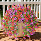 INQCMY 2Pcs Artificial Fake Hanging Flowers for Outdoors UV Resistant Artificial Plants for Spring Summer Decor Look Real Faux Flowers for Outside Home Planter Porch Patio Decor