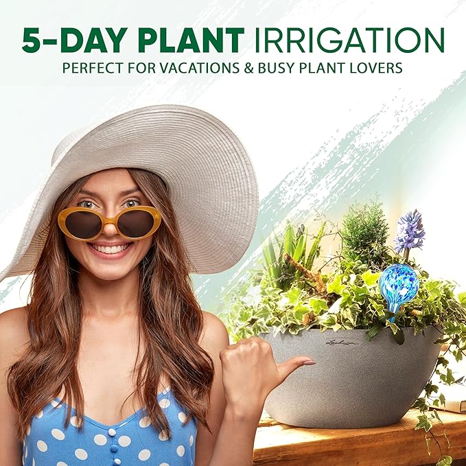 Plant Watering Globes Set of 6 - Small Glass Self Watering Bulbs Up to 5 Days of Irrigation - for Indoor & Outdoor Plants - Multicolor, Automatic, Glass Watering Bulbs for Daily Use, Watering Devices