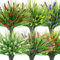Roberly 24 Bundles Artificial Plants Outdoor, Fake Lavender Flowers UV Resistant Faux Shrubs Plastic Flowers Fake Greenery Plants for Porch Garden Window Box Home Indoor Outdoor Decorations, Mixed