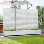 Casaphoria Metal Raised Garden Bed with Trellis and Wheels, 72"x35"x16" Planter Box for Climbing Plants, Vegetables & Vines, Features Drainage Holes and Privacy Screen (White-Louvered)