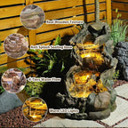 Sunlinua 37" L Outdoor Water Fountain with 3 Tiers Cascading Realistic Tree Trunk Waterfall Fountains with LED Lights Outdoor Water Fountain for Garden Patio Backyard Porch Home Decor