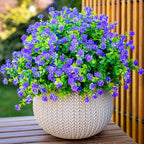 Artificial Flowers for Outdoors Fake Plants - 12 Bundles Faux Outside Greenery Boxwood No Fade Plastic Shrubs Fall Decor Farmhouse Home Garden (Purple)
