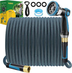 Non-Expandable Garden Hose 100 FT, Lightweight Hose with 10 Function Spray Nozzle, Kink-Free Flexible Water Hose, Durable, Leak-Proof, 360° Swivel Connectors, Portable Storage Strap