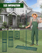 Lawn Leveling Rake,Stainless Steel Lawn Leveler with 45”x10” Ground Plate, 78” Adjustable Long Handle, Heavy Duty Large Level Yard Tool for Grass, Golf Field, Level Soil or Dirt Ground Surfaces-Green