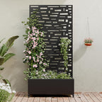 Casaphoria Metal Raised Garden Bed with Trellis and Wheels, 72"x35"x16" Planter Box for Climbing Plants, Vegetables & Vines, Features Drainage Holes and Privacy Screen (Black-Gerald)