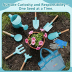Cossy Kids Gardening Set, 13PCS Garden Tool Kit for Kids and Toddlers Boys Girls, Includes Tote Bag, Watering Can, Shovels, Rake, Kids Gardening Gloves, Apron and More, Blue