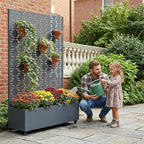 Casaphoria Metal Raised Garden Bed with Trellis and Wheels, 72"x47"x16" Arched Planter Box for Climbing Plants, Vegetables & Vines, Features Drainage Holes and Privacy Screen, Grey-Square