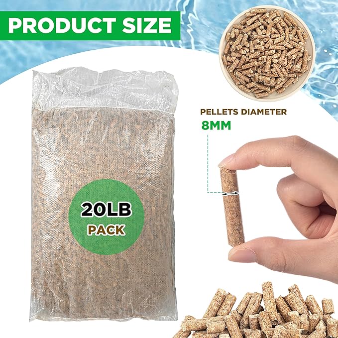 9 Kg/ 20 Lbs Barley Straw Pellets Natural Pond Water Clarifier for Cloudy Ponds Clean Water Gardens Fountains, Safe for Fish, Plant, Pet Safe