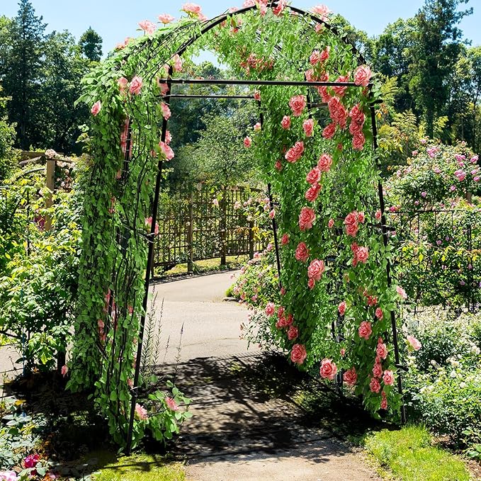 AGTEK 87in Garden Arch Trellis for Climbing Plants, Garden Arches Support Structure, Tall Metal Garden Tunnel Trellises Archway for Climbing Vine, Vegetable, Fruit, Flower, Squash Arbors