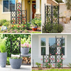 5.25FT Garden Trellis Support Fence,Metal Wall Lattice Climbing Frame for Climbing Plants Outdoor, Black Iron Pipe Fence for Potted Plants Indoor for Ivy Vines Vegetable Flower, Patio, Lawn, Yard