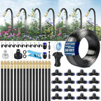 Dianrui 360° Curved Garden Automatic Irrigation System—50FT Drip Irrigation System for Garden,Lawn & Raisedbed & Greenhouse Watering Equipment, Drip Irrigation Kit with Adjustable Copper Nozzles 5/16"