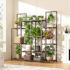 EnHomee Plant Stand Indoor Tall Plant Stand Outdoor Large Wood Plants Shelf with 12-14 Pots for Patio, Living Room, Garden, Balcony, 44.8" Wx47.2 Hx11.78 D