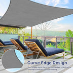RoomHacks 12'x12' Sun Shade Sail, UV Protection Outdoor Shade, Curved Tear Resistant Heavy Duty Sun Shade for Patio Garden, Backyard, Deck, Car Port, Playground, (Grey)